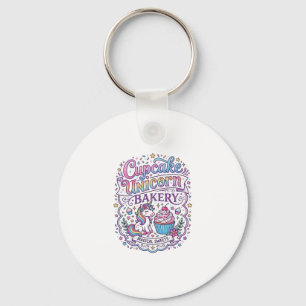 Einhorn Cupcake Einhorn Bäckerei Weißer Hintergrun Schlüsselanhänger