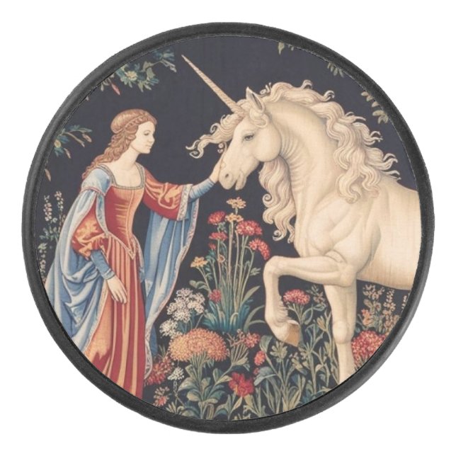 Einhorn-Dame Eishockey Puck (Vorderseite)