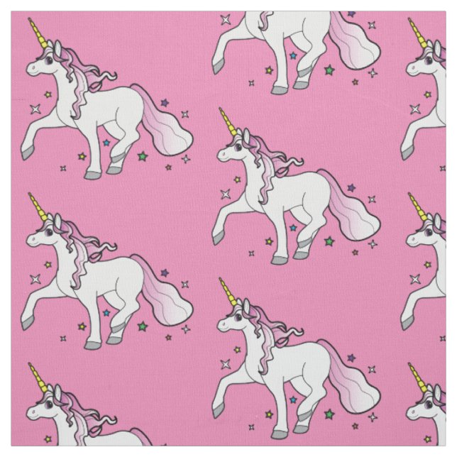 Einhorn, das durch Sterne trottet Stoff (Muster)