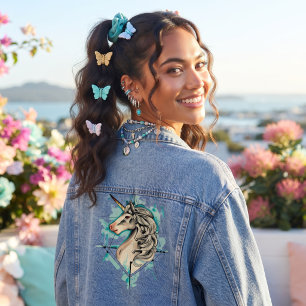 Einhorn-Denimjacke Jeansjacke