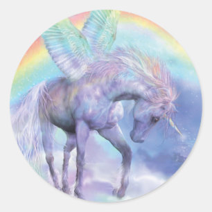 Einhorn des Regenbogen-Kunst-Aufklebers Runder Aufkleber