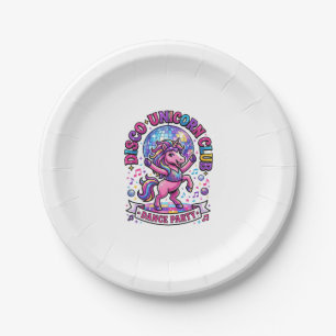Einhorn Disco Einhorn Club Werbe-Shirt Grafik Pappteller