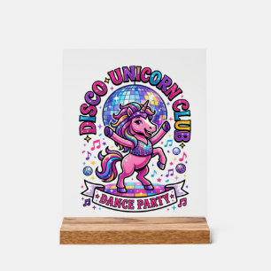 Einhorn Disco Einhorn Club Werbe Shirt Graphi Acrylschild