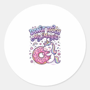 Einhorn Donut Berühre Mein Magisches Geschenk Idee Runder Aufkleber