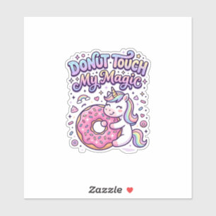 Einhorn Donut Berühre Mein Magisches Geschenkidee Aufkleber