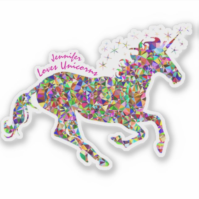 Einhorn, dunkle Farben, Name hinzufügen Aufkleber (Vorderseite)