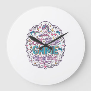 Einhorn Eat Schlafen Spiel Einhorn Verspielter Dru Große Wanduhr