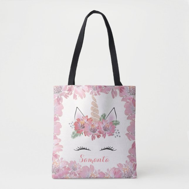 Einhorn, Einhorngesicht, personalisiert, mädchenha Tasche (Vorderseite)