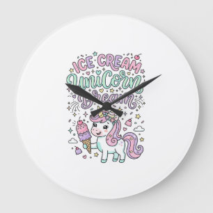 Einhorn Eiscreme Einhorn Traum Cute Pastell Produk Große Wanduhr