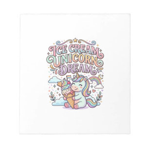 Einhorn-Eiscreme Einhorn-Traum Lustige Typografie  Notizblock