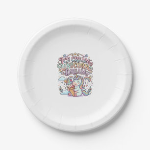 Einhorn-Eiscreme-Einhorn-Traum Lustige Typografie  Pappteller