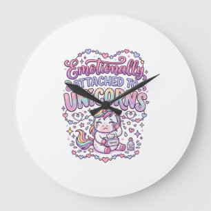 Einhorn emotional an Einhörner gebunden Original Große Wanduhr