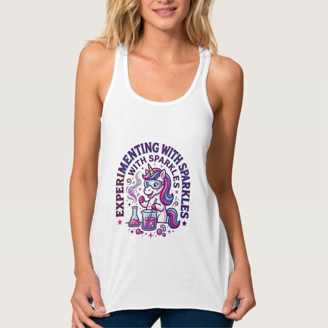 Einhorn experimentiert mit Funkeln Werbefilm Cut Tank Top (Vorderseite)