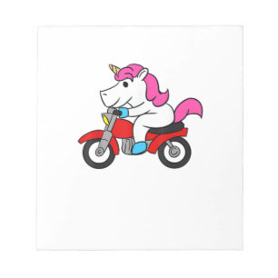 Einhorn fährt Motorrad T-Shirt Lustig Magisches Ei Notizblock