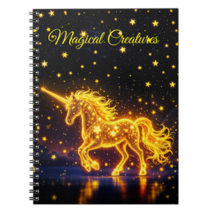 Einhorn-Fantasie Gold Leuchtsterne Notizblock