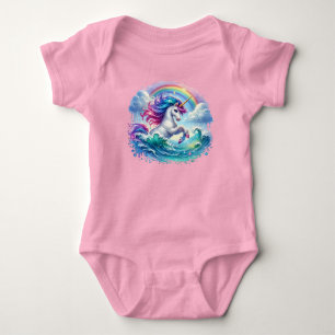 Einhorn Fantasie mit Regenbogen Baby Strampler