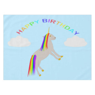Einhorn-Fantasy-Geburtstags-Regenbogen und Wolken Tischdecke