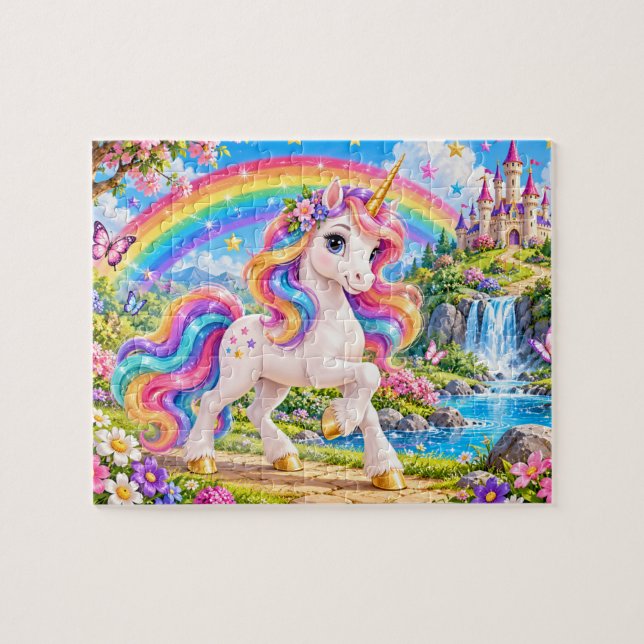 Einhorn-Fantasy mit Regenbogen (Horizontal)