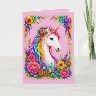Einhorn-Fantasy-Zauber-Grußkarte mit Regenbogen Karte
