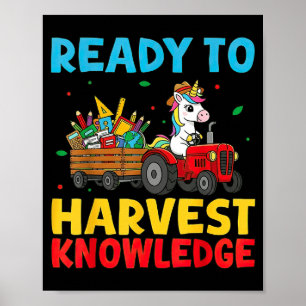 Einhorn-Farmer-Traktor Zurück zur Schule Kinder Poster