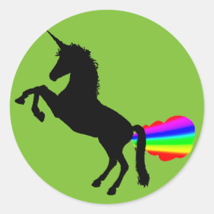 Einhorn farting Regenbogen-Aufklebergrün Runder Aufkleber