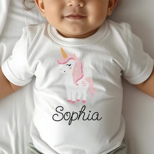 Einhorn, Fee, Magie - Individuelle Name Baby T-shirt