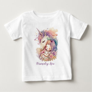 Einhorn-Feenkönigin-Regenbogenfarben Personalisier Baby T-shirt