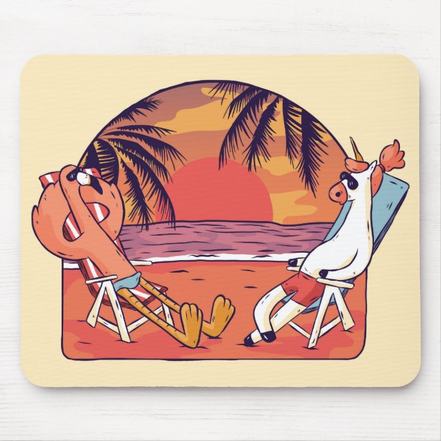 Einhorn Flamingo Strand Mousepad (Vorne)