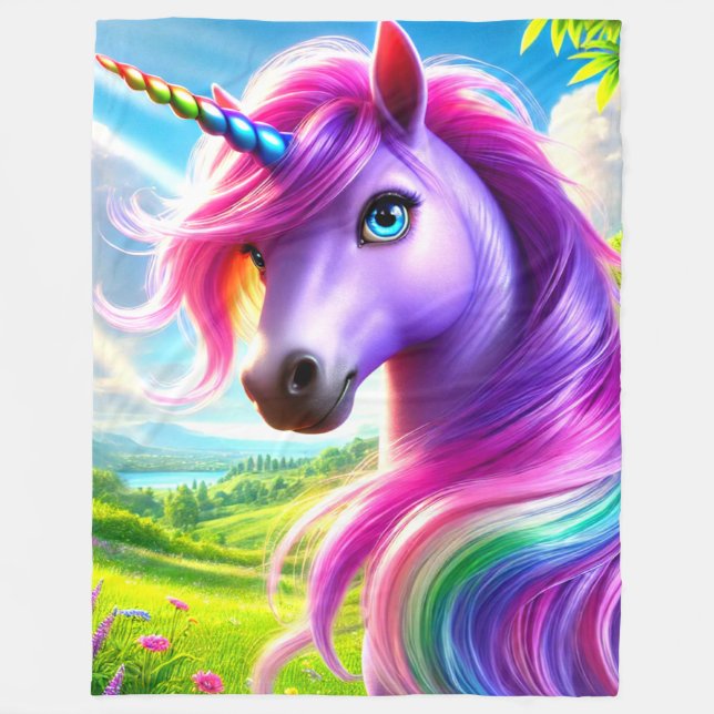 Einhorn Fleecedecke (Vorderseite)