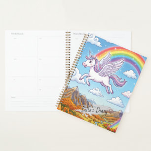 Einhorn fliegt mit Regenbogen Personalisieren Planer