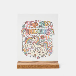 Einhorn Frieden Liebe Einhörner Süßes Vektordesign Acrylschild