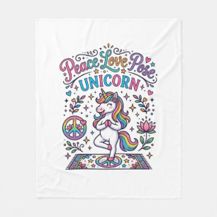 Einhorn Frieden Liebe Pose Einhorn Weißer Hintergr Fleecedecke