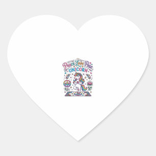 Einhorn Frieden Liebe Pose Einhorn Weißer Hintergr Herz-Aufkleber
