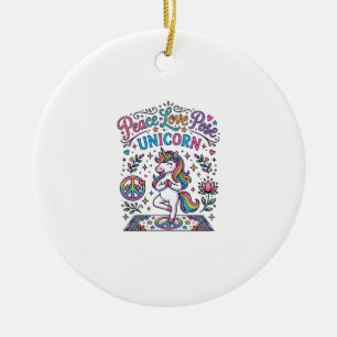 Einhorn Frieden Liebe Pose Einhorn Weißer Hintergr Keramik Ornament