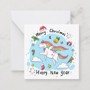 Einhorn Frohe Weihnachten/zum neuen Jahr Mitteilungskarte