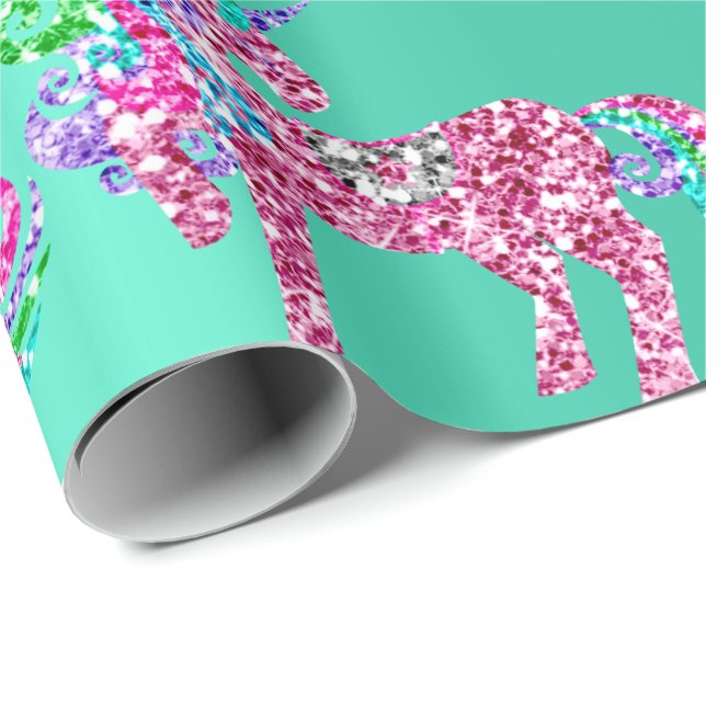 Einhorn Funkelnd Glitzer Rosa Fairly Mint Lux Gree Geschenkpapier (Rolleneckpunkt)