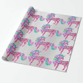 Einhorn Funkelnd Glitzer Rosa Fairly Silver Glam Geschenkpapier