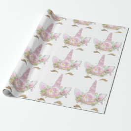 Einhorn Funkelnd Glitzer Rosa Gold Blütenweiß Geschenkpapier
