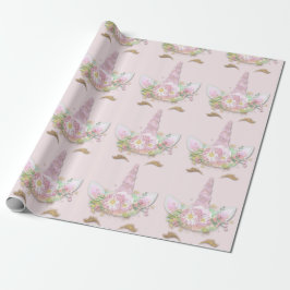 Einhorn Funkelnd Glitzer Rosa Goldblütenpastel Geschenkpapier