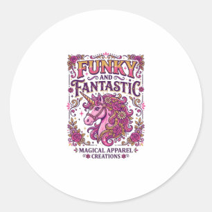 Einhorn Funky und Fantastisch Stylisch Zazzle Desi Runder Aufkleber