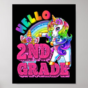 Einhorn für die zweite Klasse Zähneputzen Hallo 2. Poster