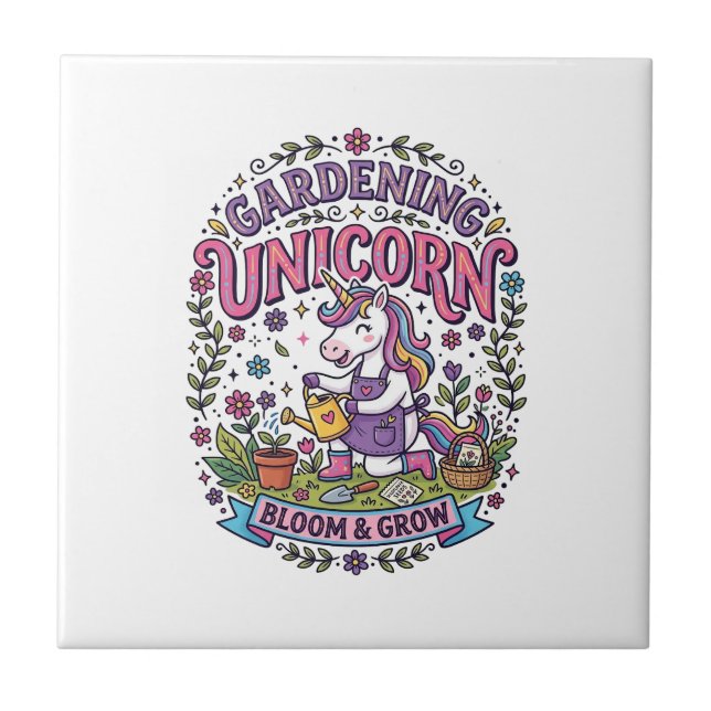 Einhorn-Gartenbau-Einhorn-Werbegeschenk Süßes Gesc Fliese (Vorderseite)