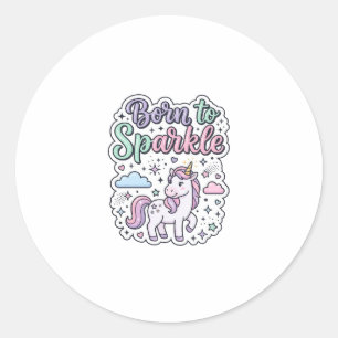 Einhorn, geboren, um Grafikdesign Merch Design zum Runder Aufkleber