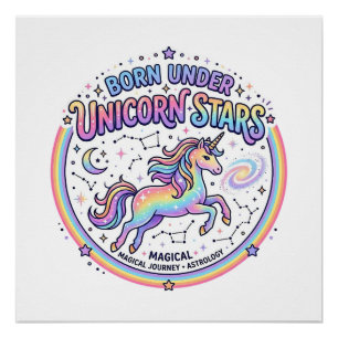 Einhorn, geboren unter Einhornsternen, lustiger Au Poster