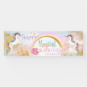 Einhorn-Geburtstagsfeier-Banner für Mädchen Banner