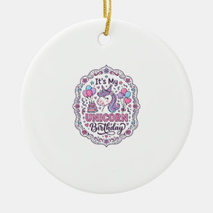 Einhorn-Geburtstagskönigin von Einhorn-Land Trendy Keramik Ornament