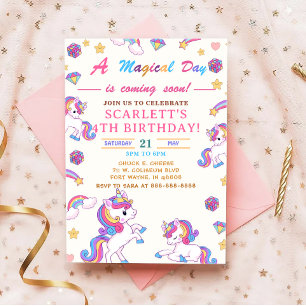 Einhorn Geburtstagsparty Einladung, Einhorn Party Einladung