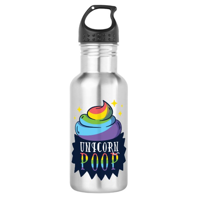 Einhorn Gekackt Edelstahlflasche (Vorderseite)