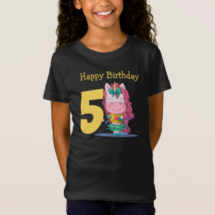 Einhorn gelbes 5. Geburtstags-T-Shirt T-Shirt