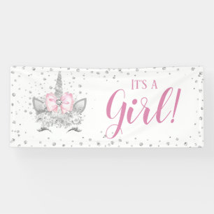 Einhorn-Gesicht Diamanten Baby Shower Banner